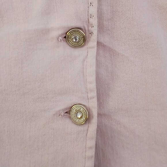 Bianca Maria Caselli Chic Light Pink Mauve Denim Blazer with Embellished Trim - Picture 7 of 10